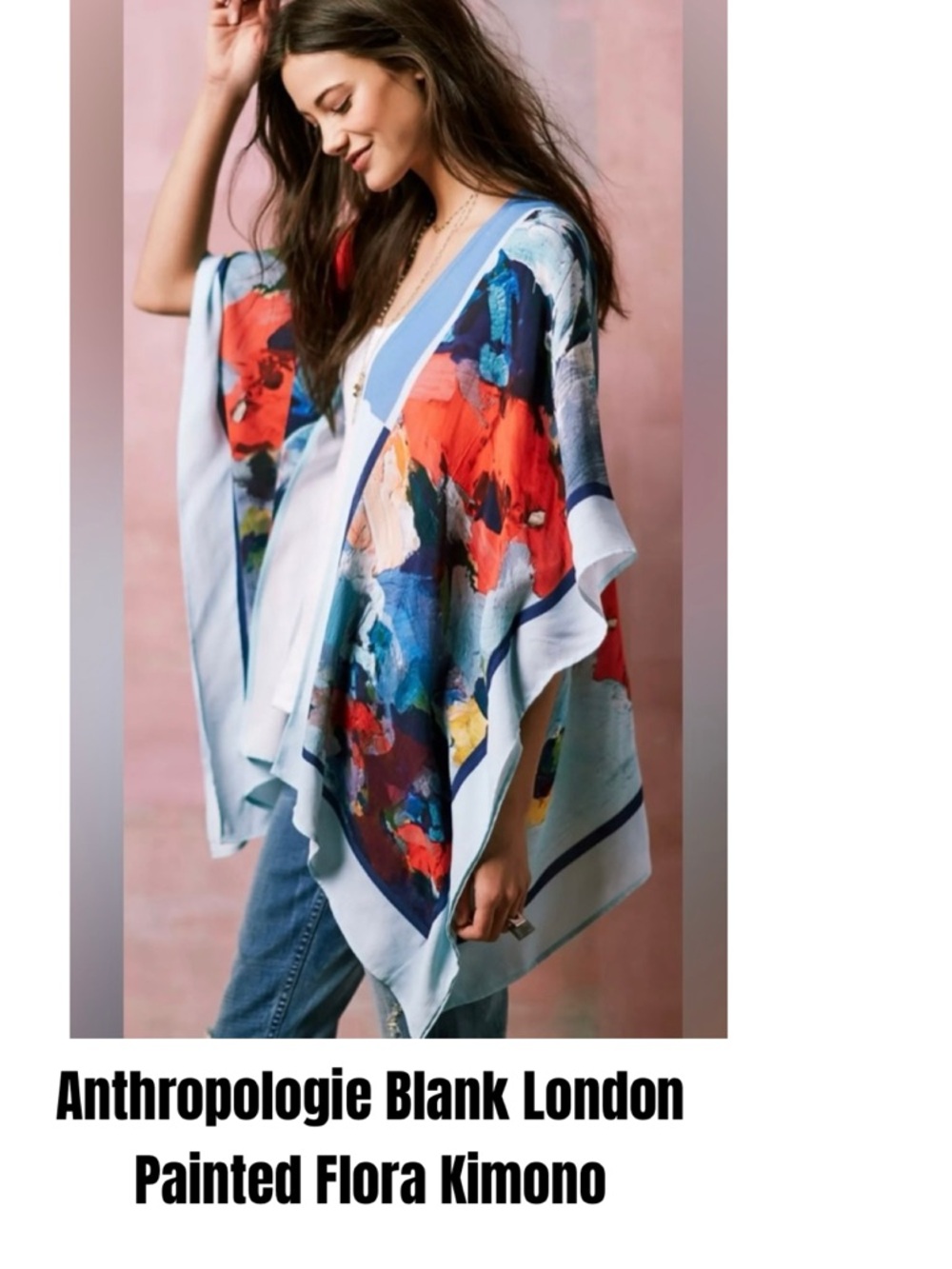 Anthropologie Blank London Painted Flora Kimono